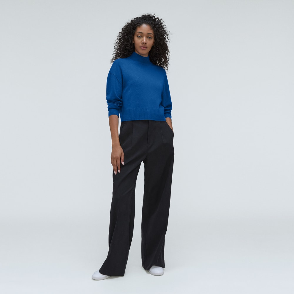 The Luxe Merino Turtleneck in Lapis Blue — detail view