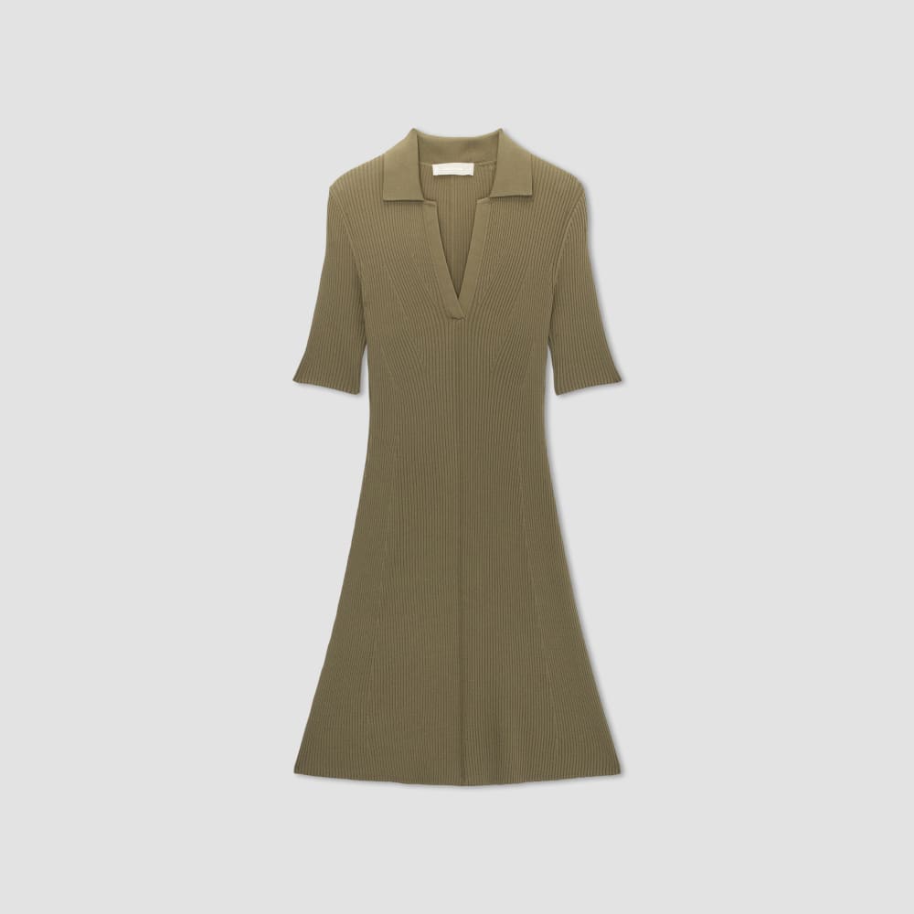The Ribbed Short-Sleeve Polo Dress in Kalamata — alternate view