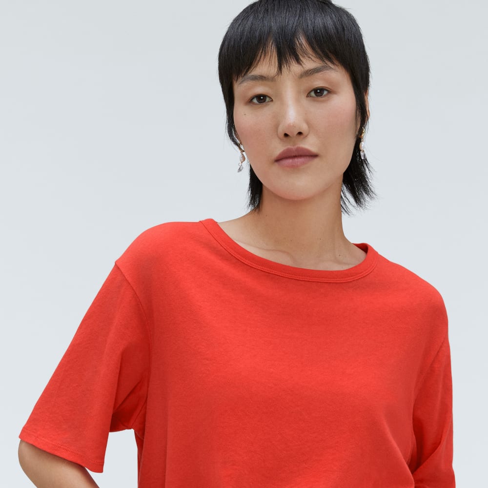 The Air Tee in Red Orange — detail view