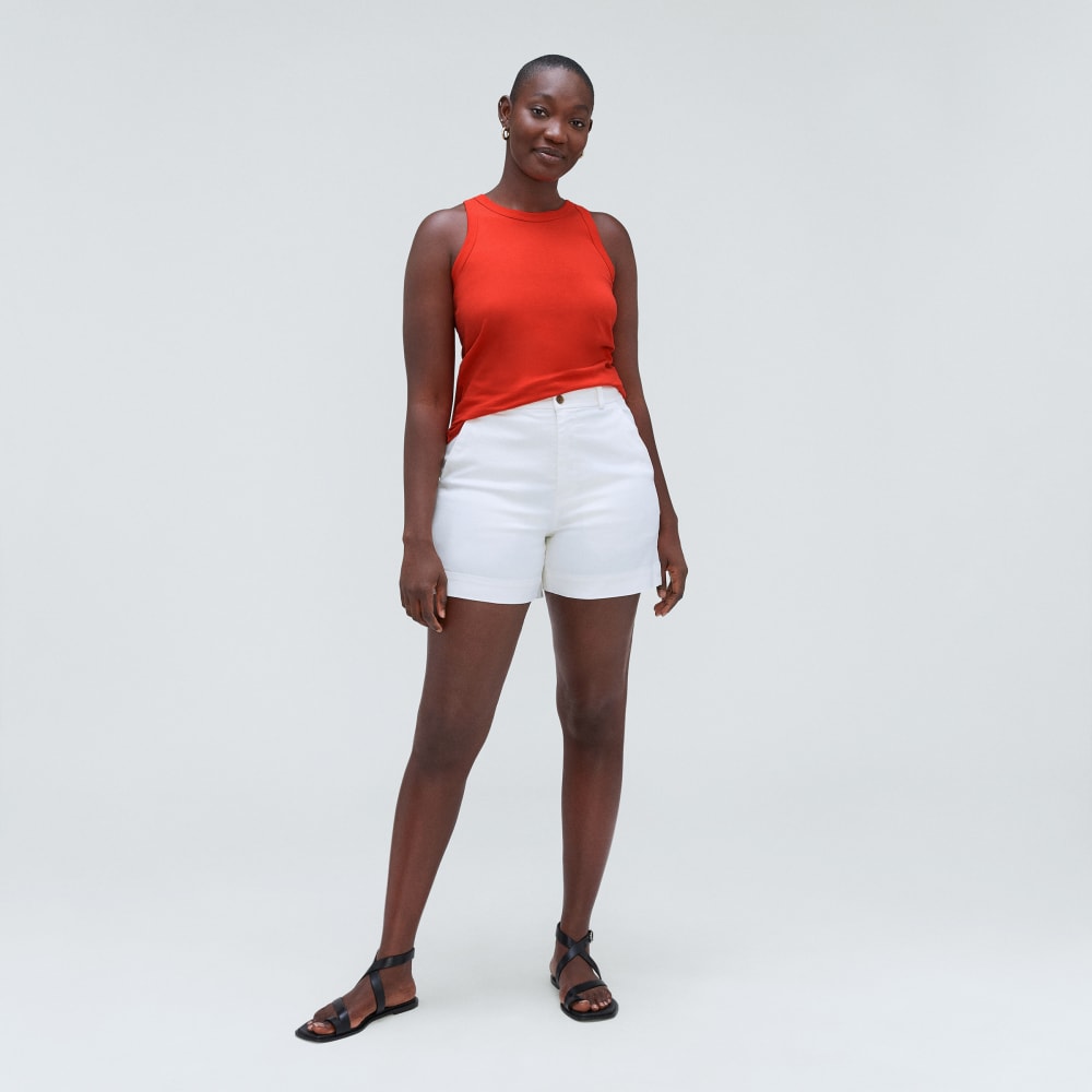 The Tank in Essential Cotton in Red Orange — detail view