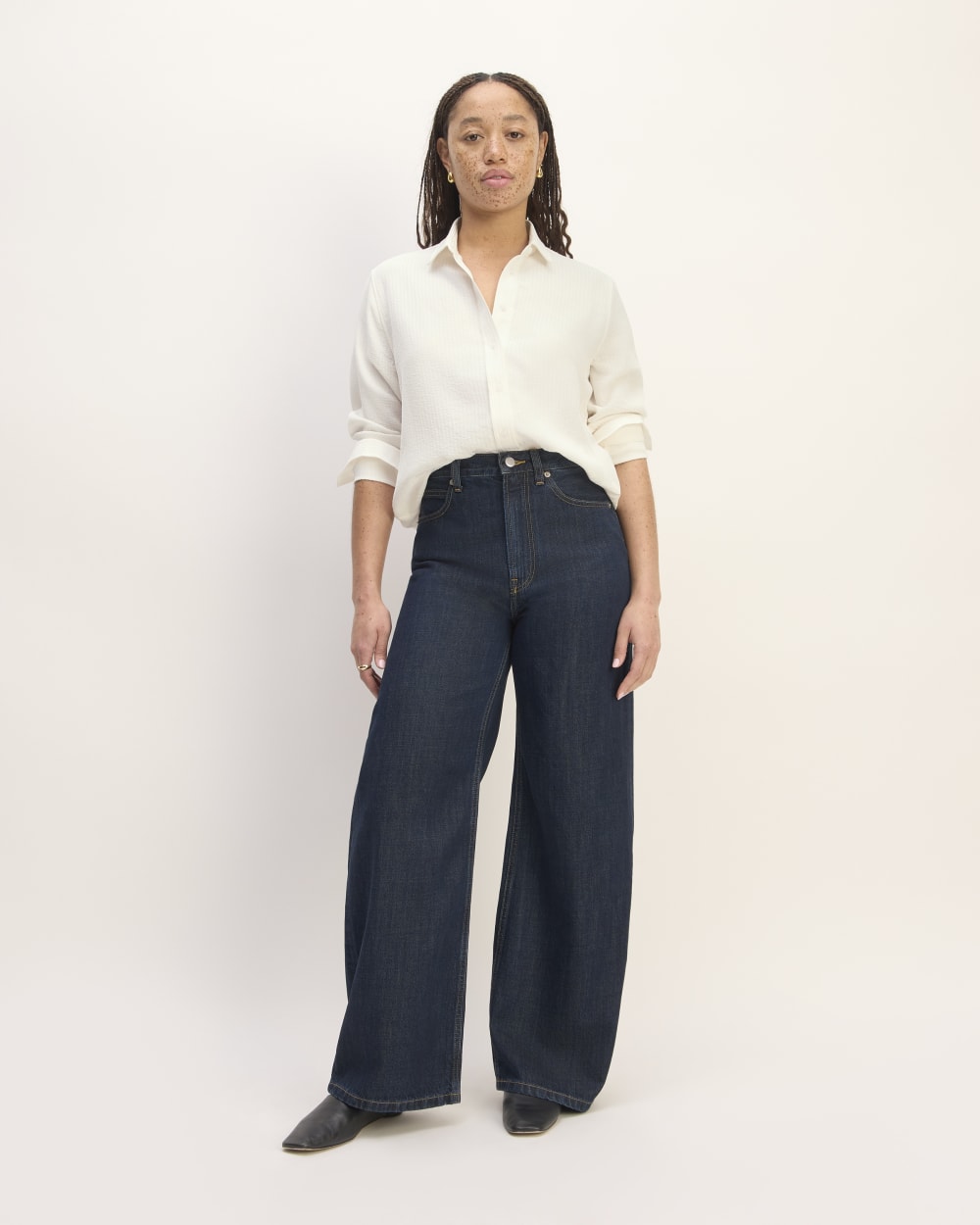 The City Stripe Relaxed Shirt in Bone — detail view