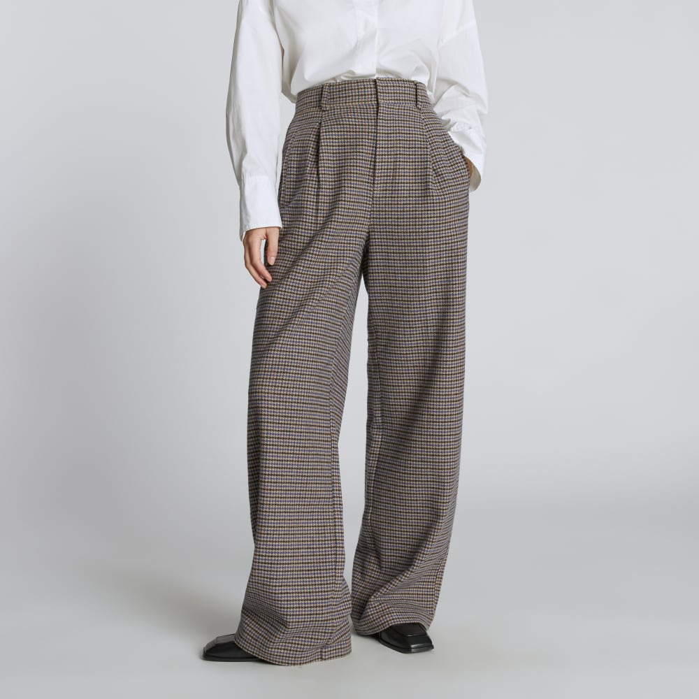 The ReWool® Way-High Drape Pant in Blue / Brown Houndstooth — alternate view