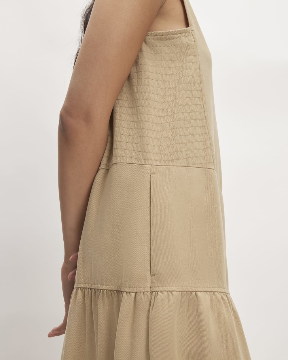 The TENCEL™ V-Neck Dress in Cornstalk — detail view