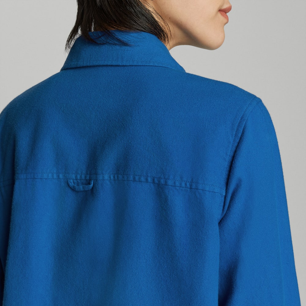 The Classic Cotton Flannel Shirt in Lapis Blue — detail view