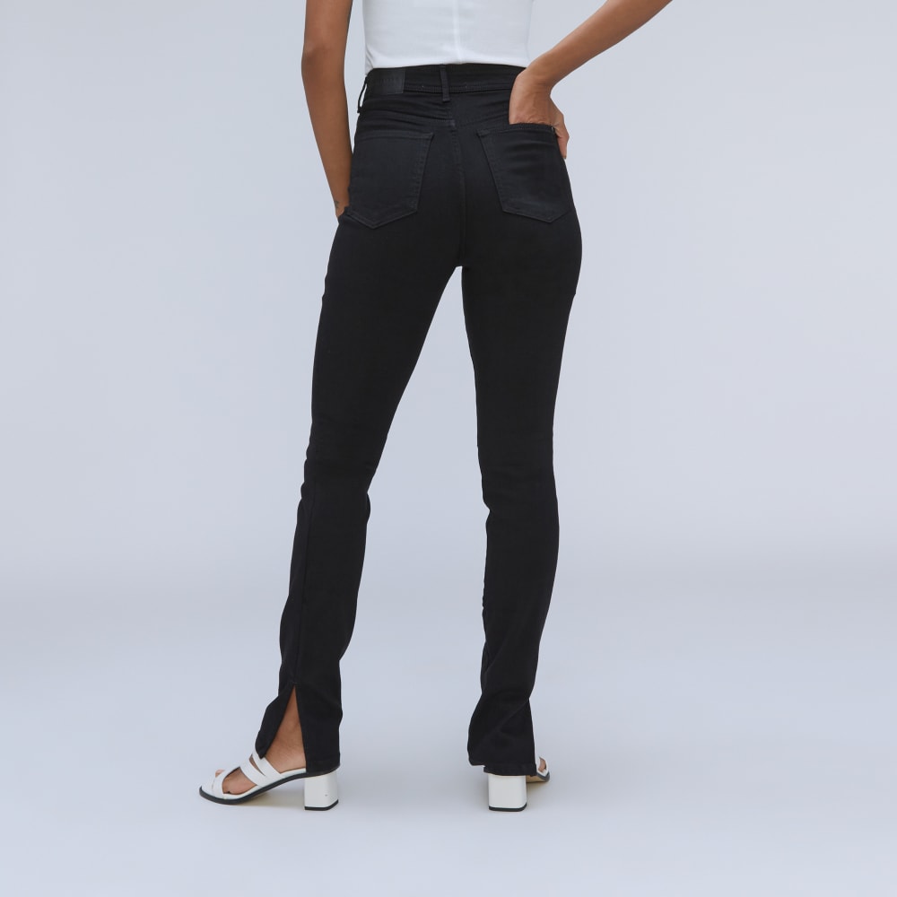 The Way-High® Skinny Split Hem Jean in Black — detail view