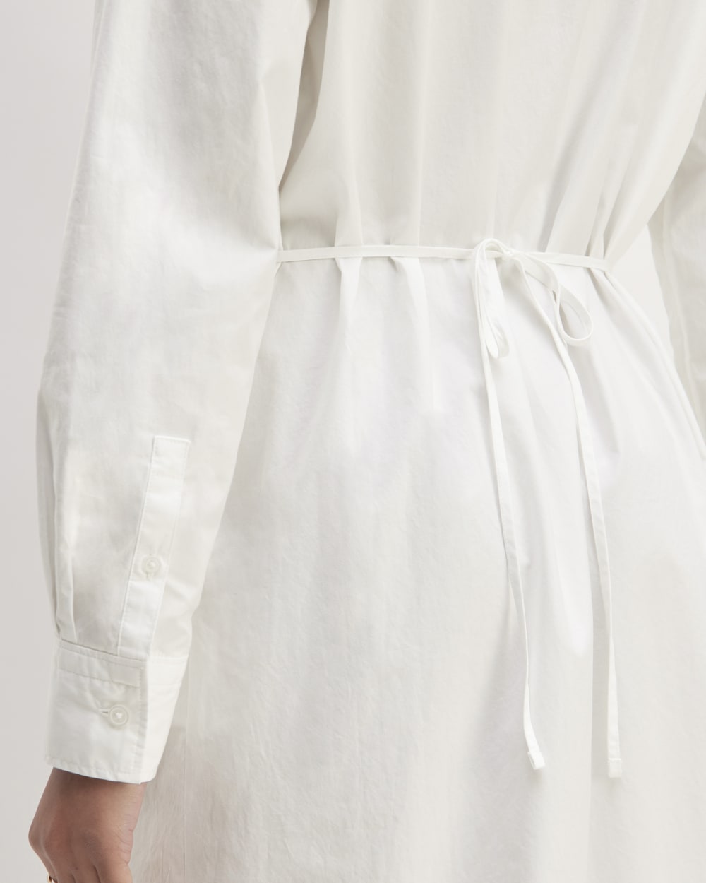 The Supima® Cotton Midi Shirt Dress in White — detail view