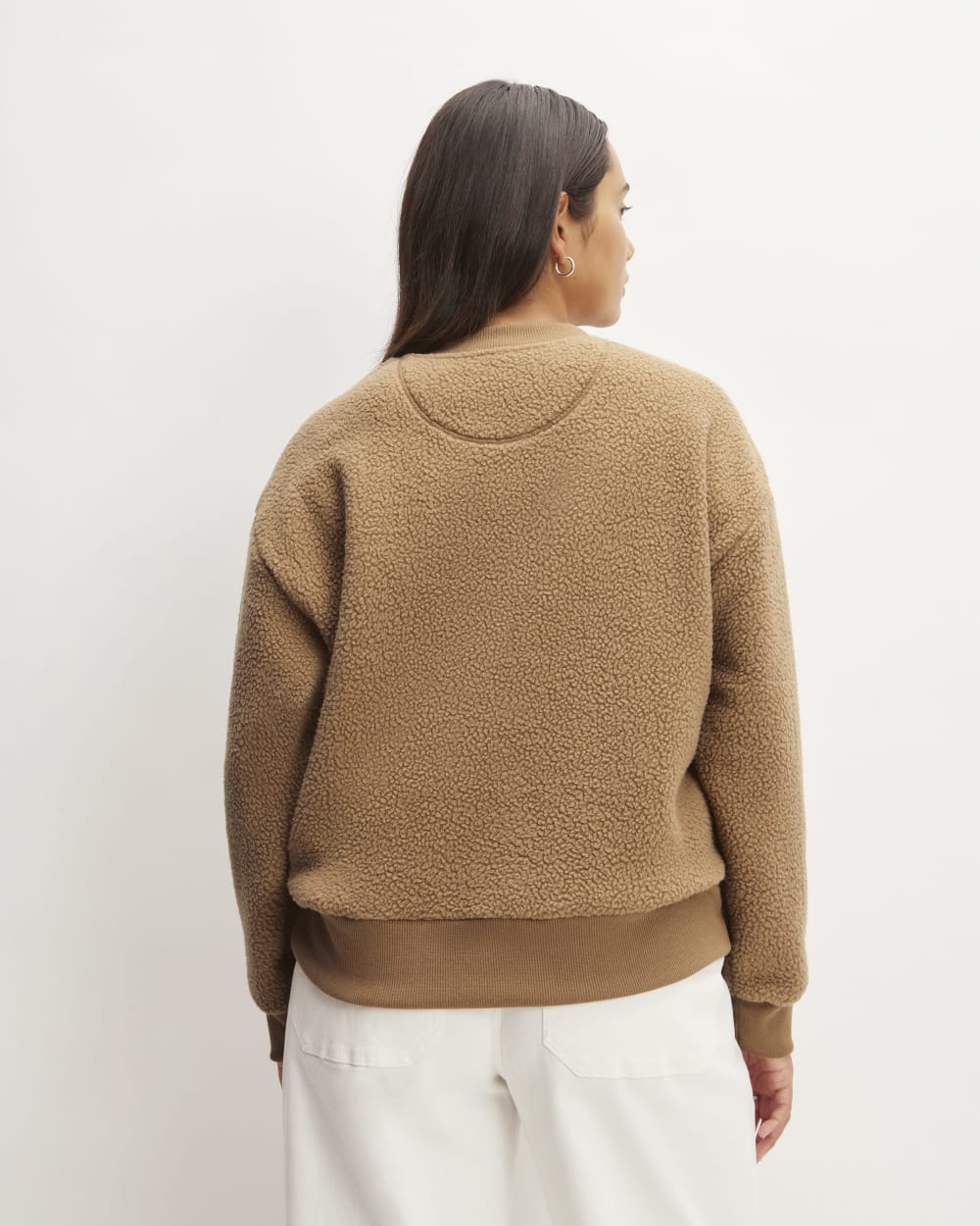 The ReNew Fleece Oversized Crew in Tiger's Eye — detail view