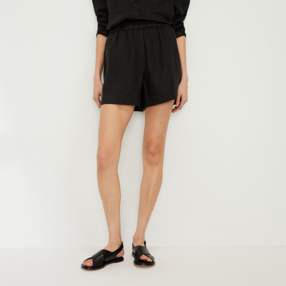 The Linen Boxer Short in Black — front view