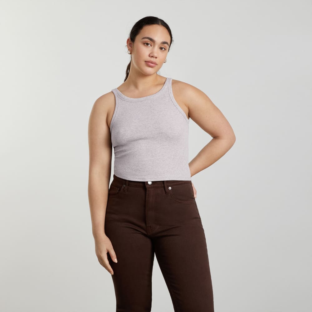 The Pima Micro-Rib Short Tank in Wisteria Grey — alternate view