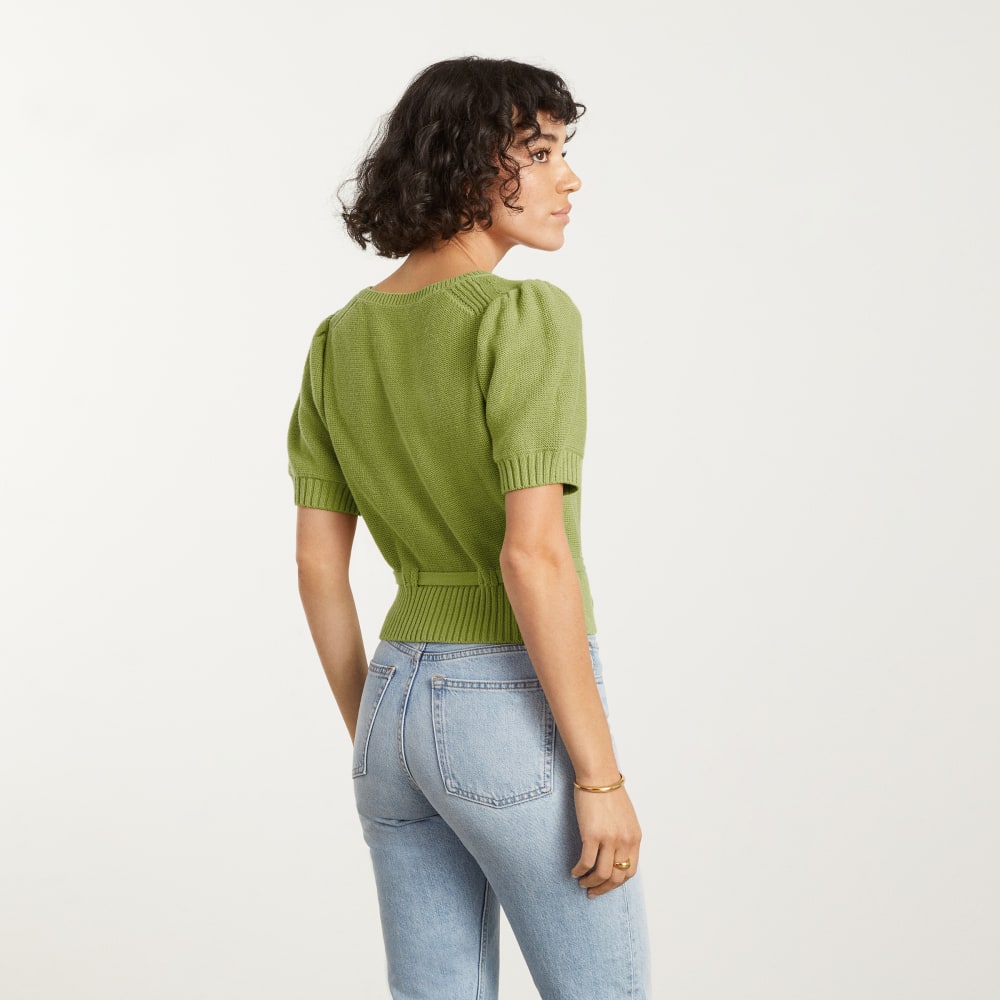 The Puff Sleeve Sweater Top in Pepper — detail view