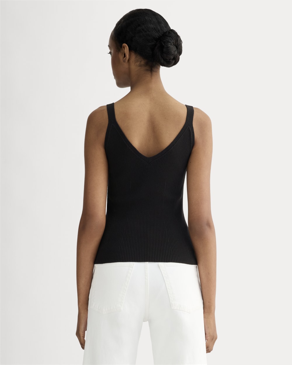The Fine Knit Cami in Black — detail view