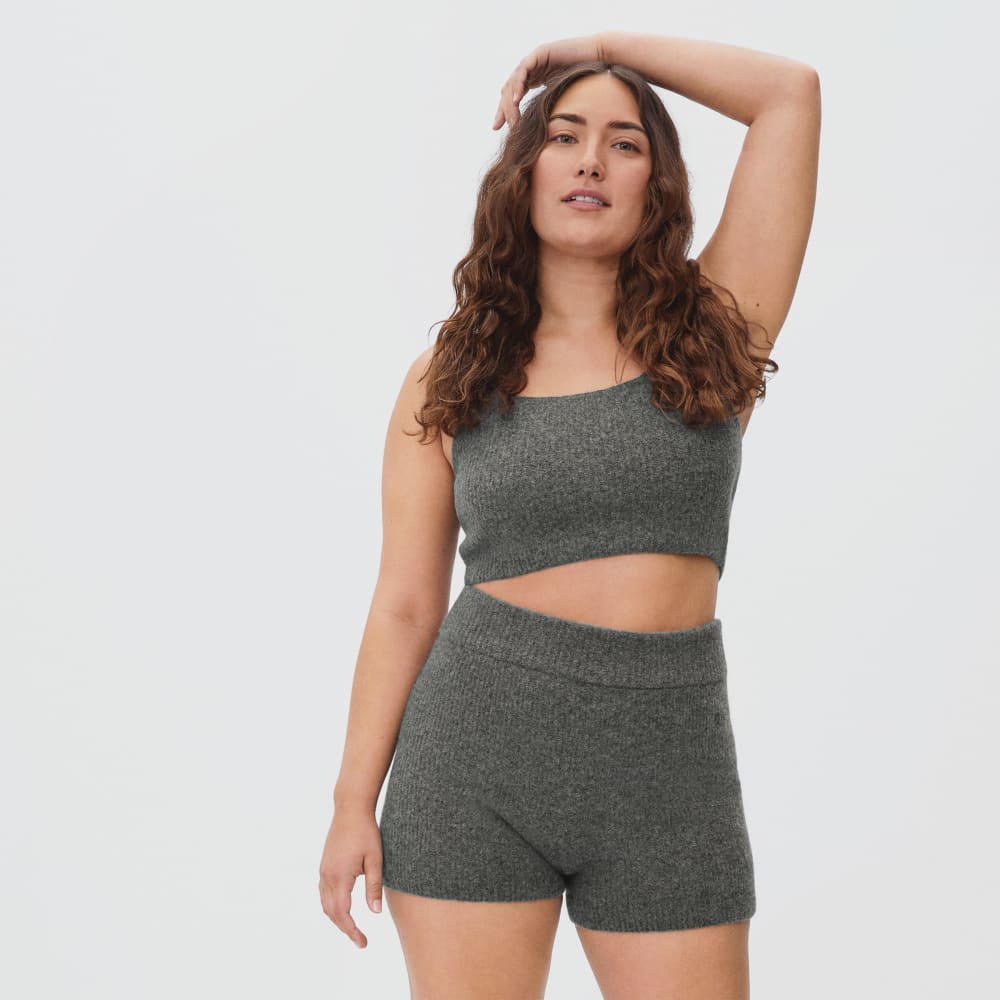 The Cozy-Stretch Short in Heathered Charcoal — alternate view