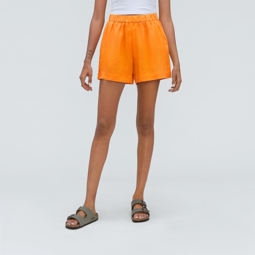 The Linen Boxer Short in Turmeric — front view