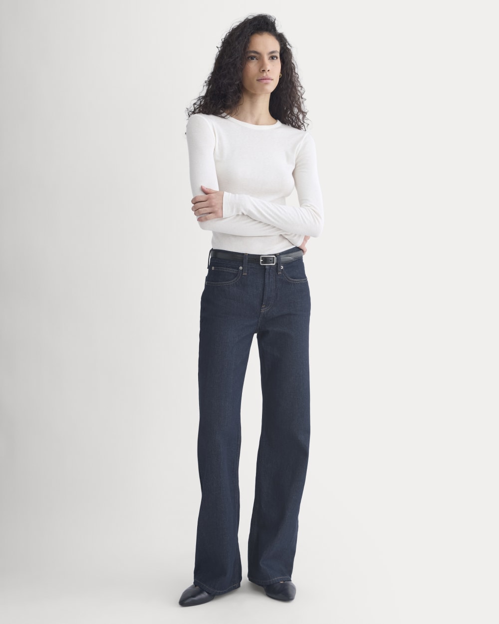 Tissue Long-Sleeve Crew in Bone — detail view