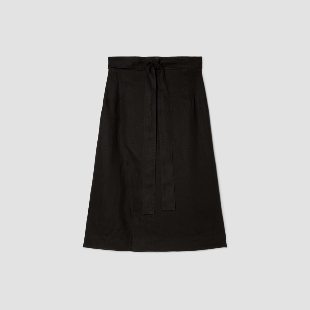 The Linen Wrap Skirt in Black — alternate view