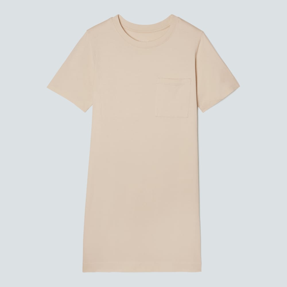 The Organic Cotton Weekend Tee Dress in Brazilian Sand — front view