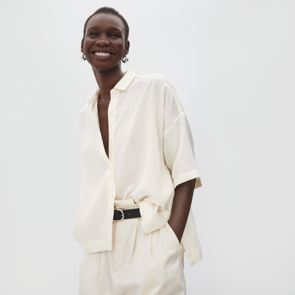 The Drapey Square Shirt in Bone — alternate view