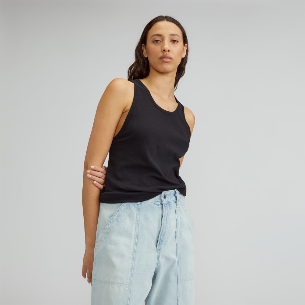 The Air Racerback Tank in Black — front view