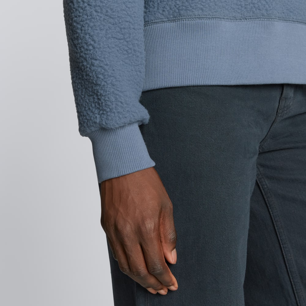 The ReNew Teddy Oversized Crew in Faded Blue — detail view