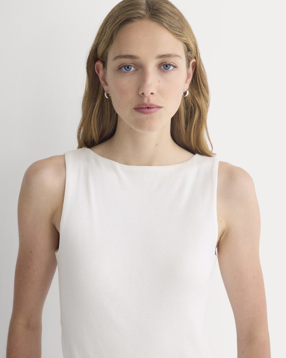 Tissue Boatneck Tank in Bone — detail view