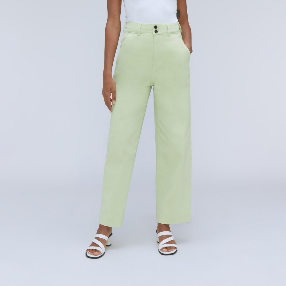 The Organic Wide-Leg Pant in Seafoam Green — front view