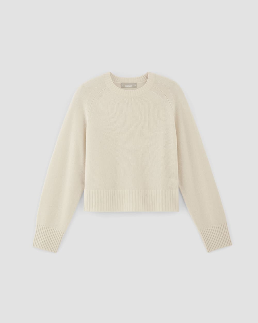 The Boxy Crew in Cashmere in Bone — alternate view