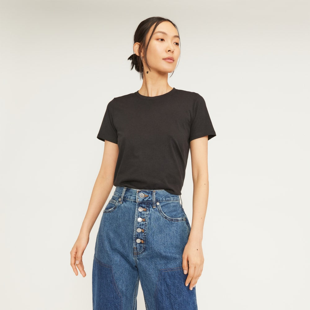 The Organic Cotton Crew Tee in Black — front view
