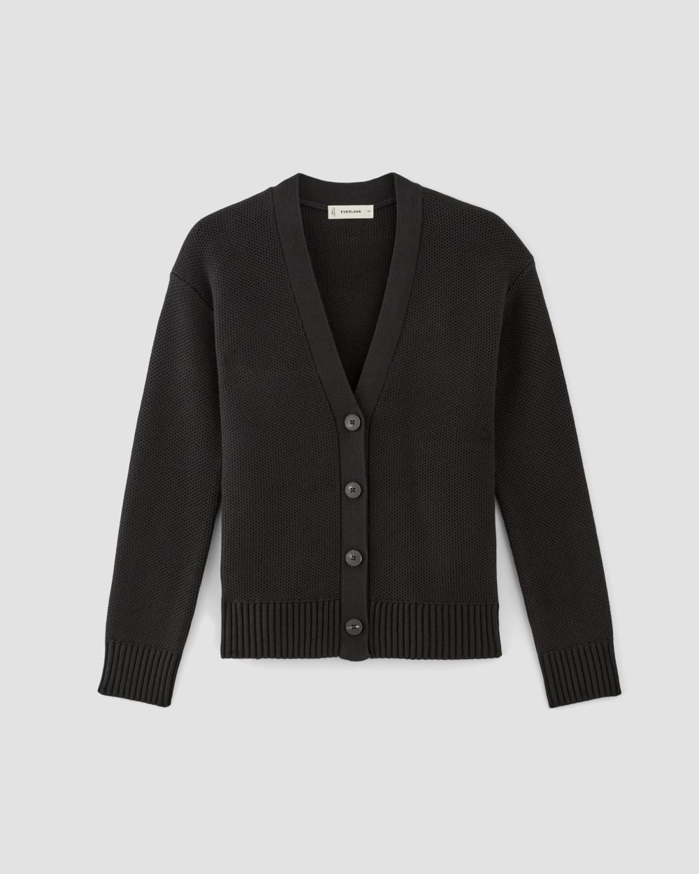 The Cotton Honeycomb Cardigan in Black — alternate view