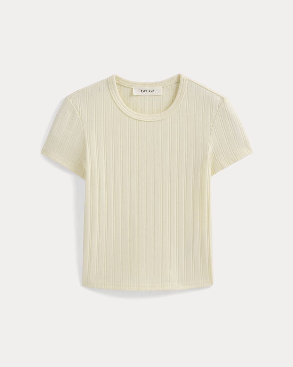 Cropped Crew in Pointelle in Lemon Icing — alternate view
