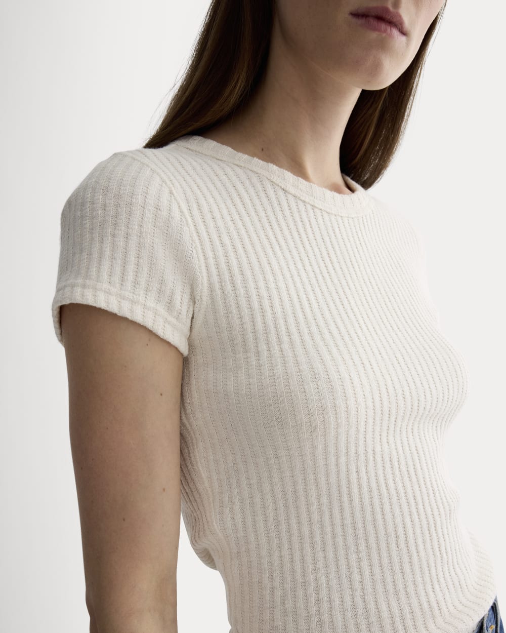 The Cozy Rib Tee in Bone — detail view