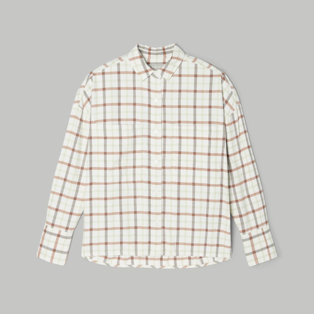 The Boxy Flannel in Seafoam / Tobacco Brown Plaid — alternate view