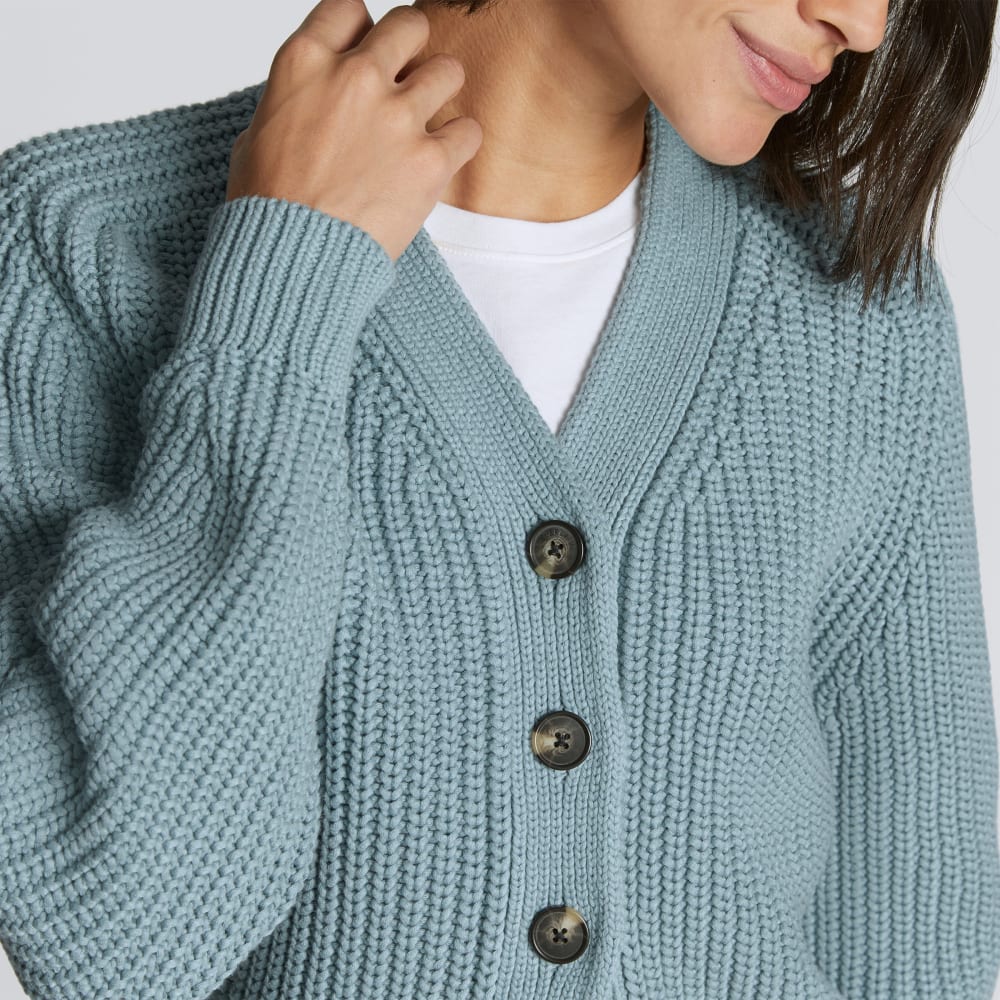The Texture Cotton Cardigan in Blue Shadow — alternate view