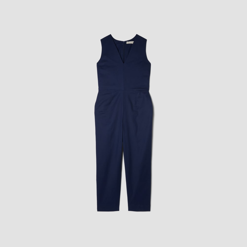 The Structured Cotton Jumpsuit in Navy — alternate view