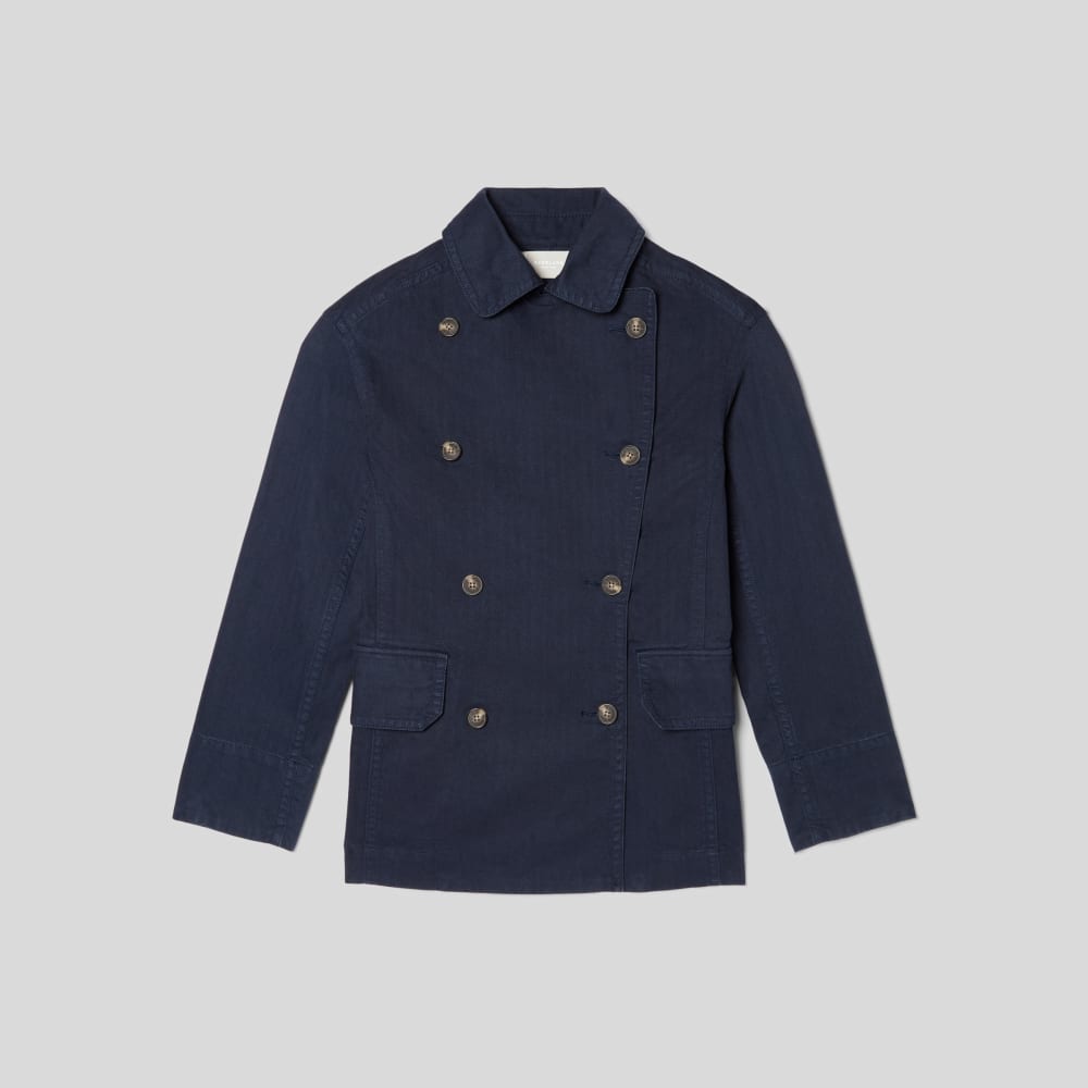 The Organic Cotton Herringbone Jacket in Navy — alternate view