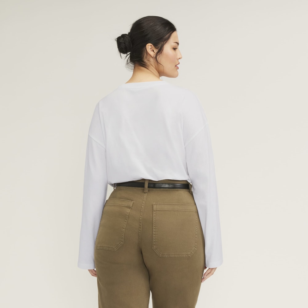 The Organic Cotton Relaxed Long Sleeve Tee in White — detail view