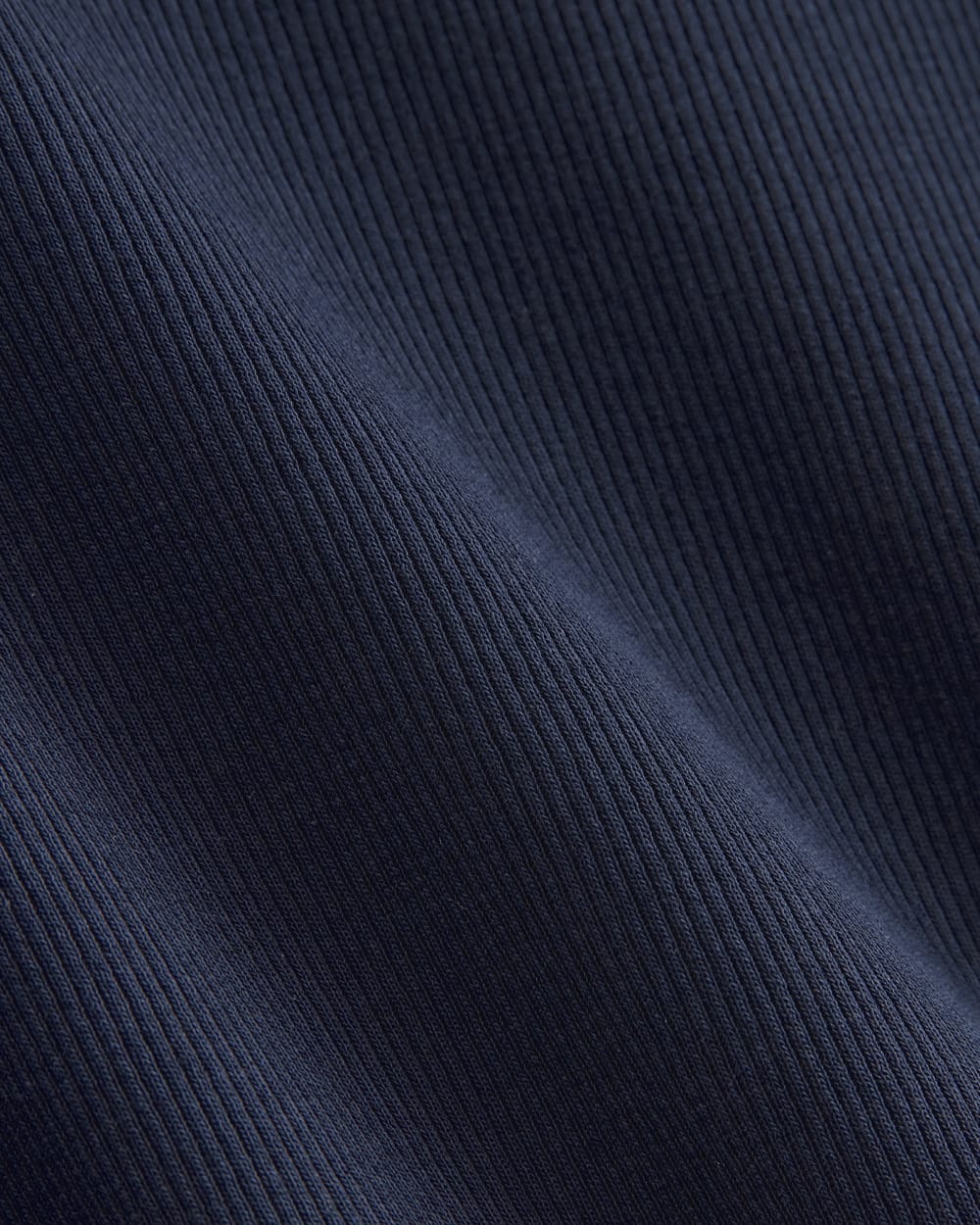 The Luxe Rib Funnel-Neck Tee in Navy — detail view