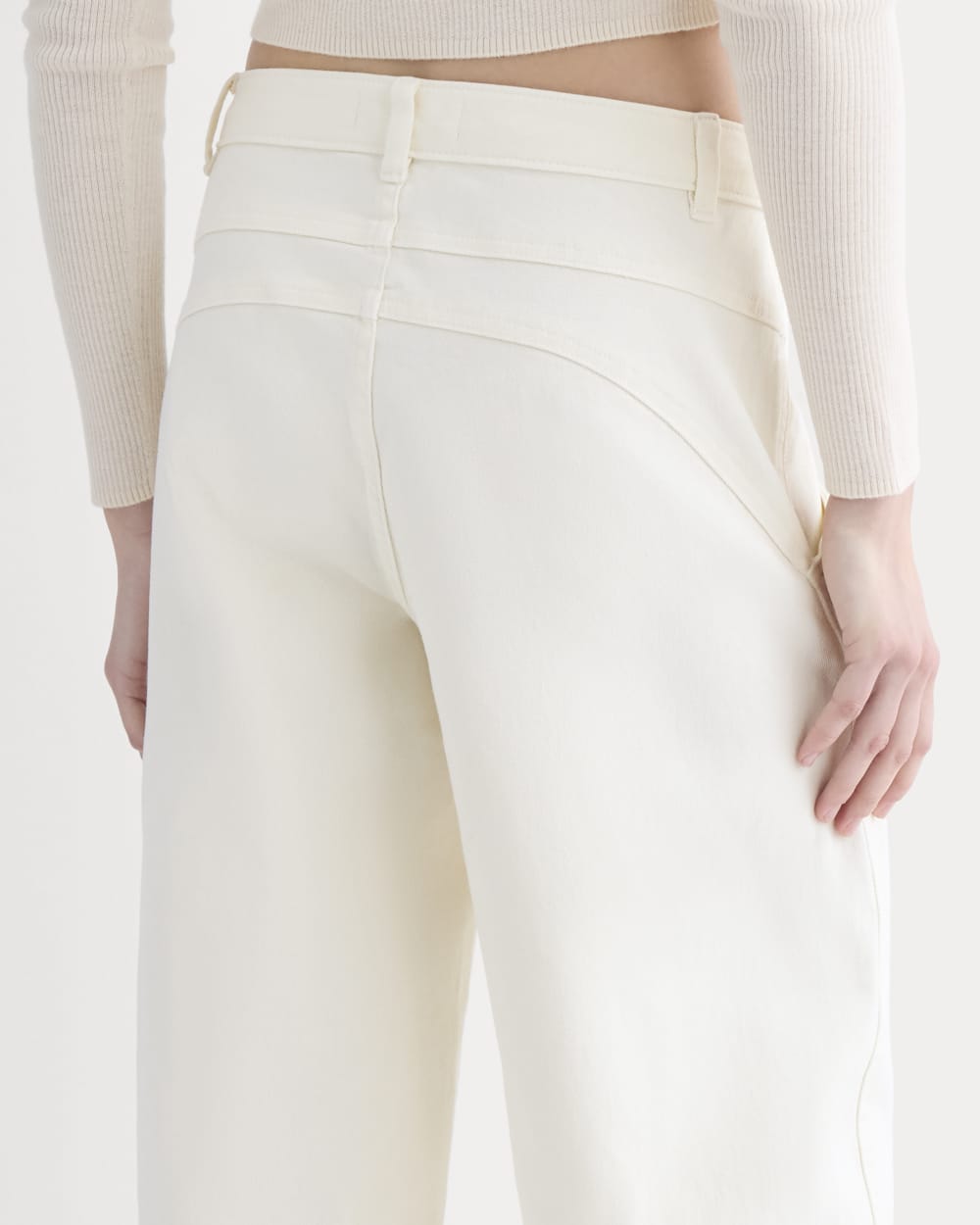 Double-Stitch Barrel Pant in Bone — detail view