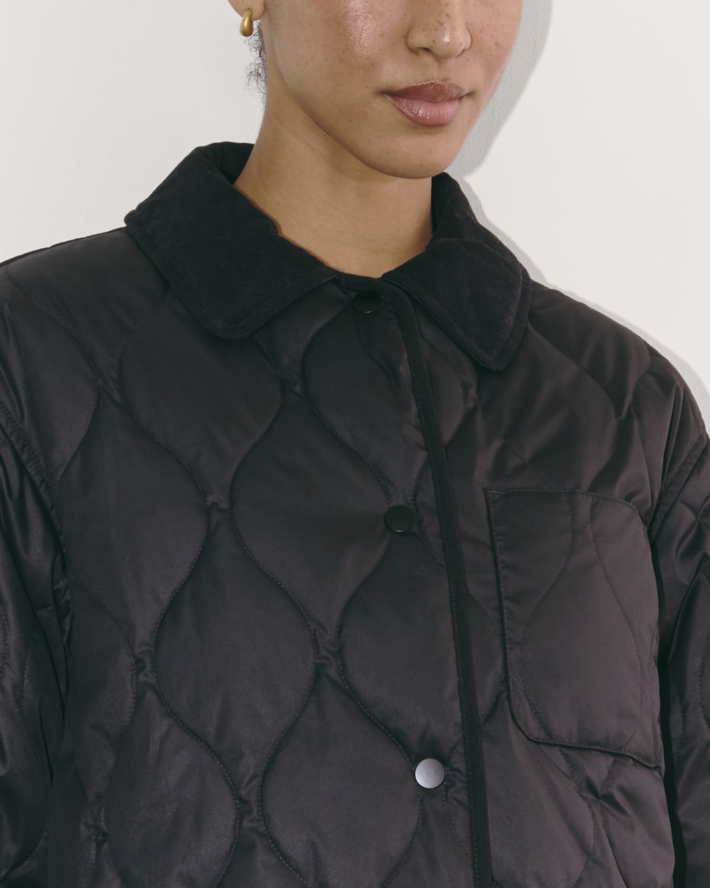 The Quilted Ranch Jacket in Black — detail view