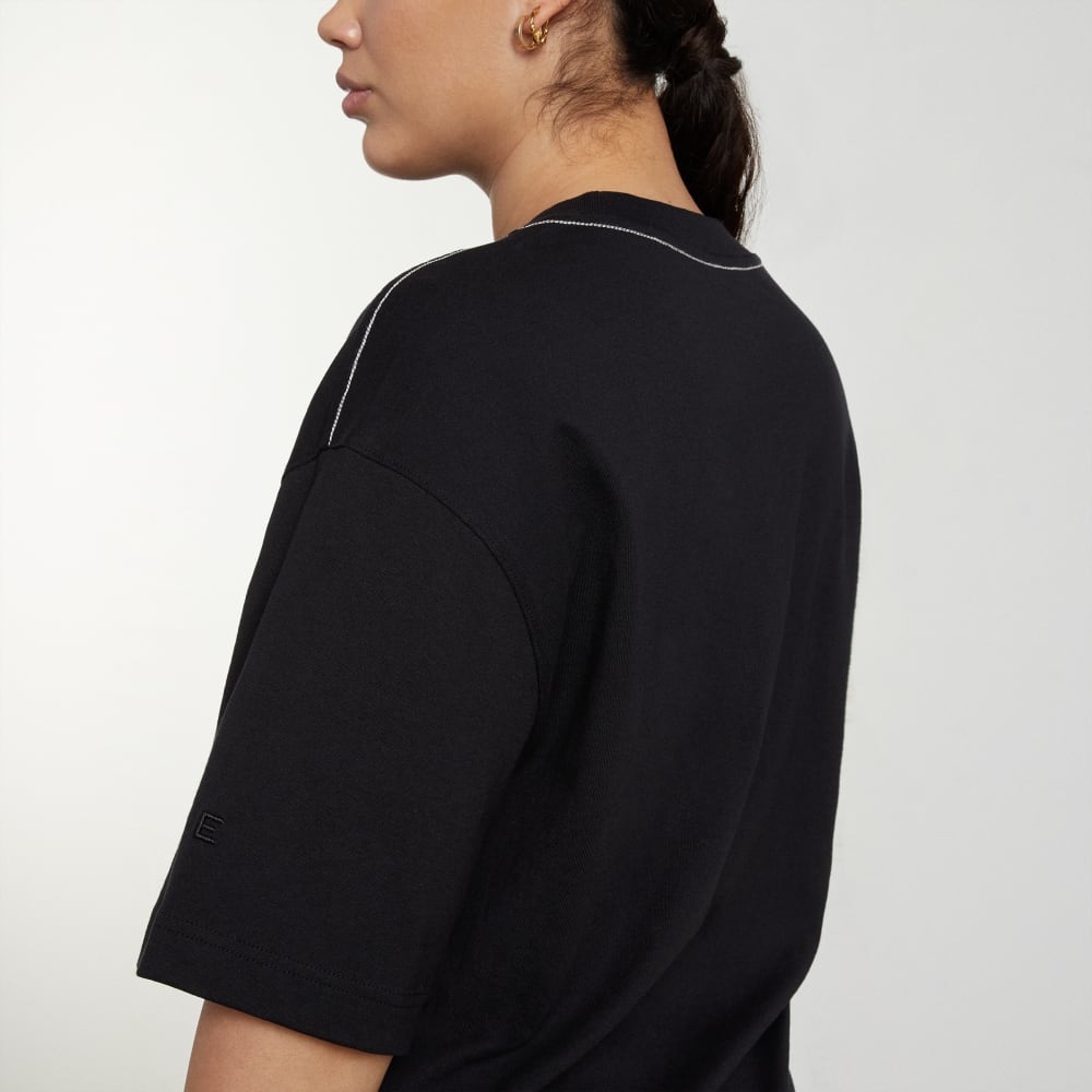 The Premium Weight Relaxed Tee in Black — detail view