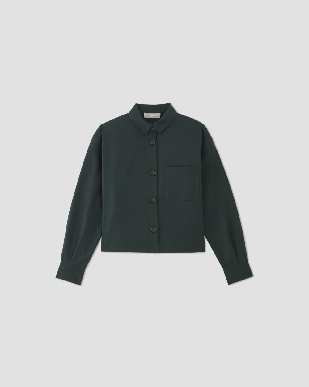 The Structured Cotton Cropped Shirt in Scarab — alternate view