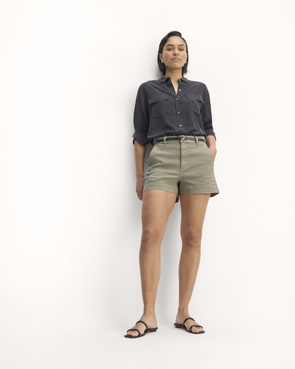 The Organic Way-High® Shortie Short in Sage Green — front view