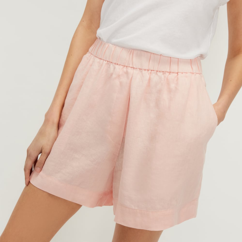 The Linen Boxer Short in Petal Pink — detail view