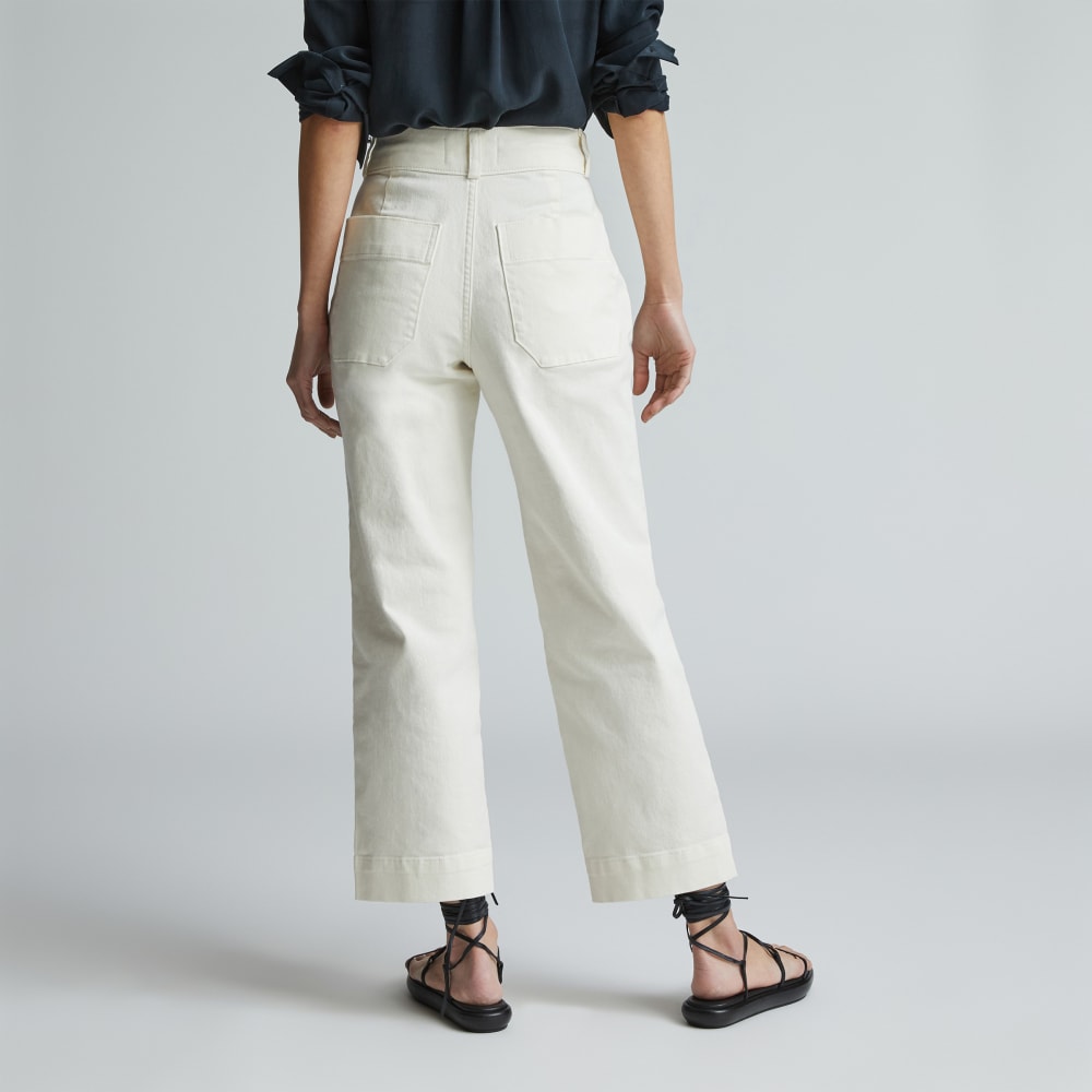 The Organic Straight-Leg Pant in Bone — detail view