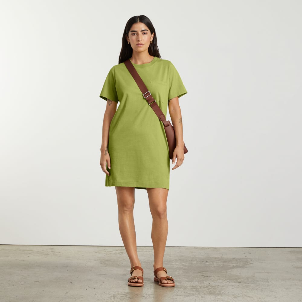 The Organic Cotton Weekend Tee Dress in Pepper — detail view