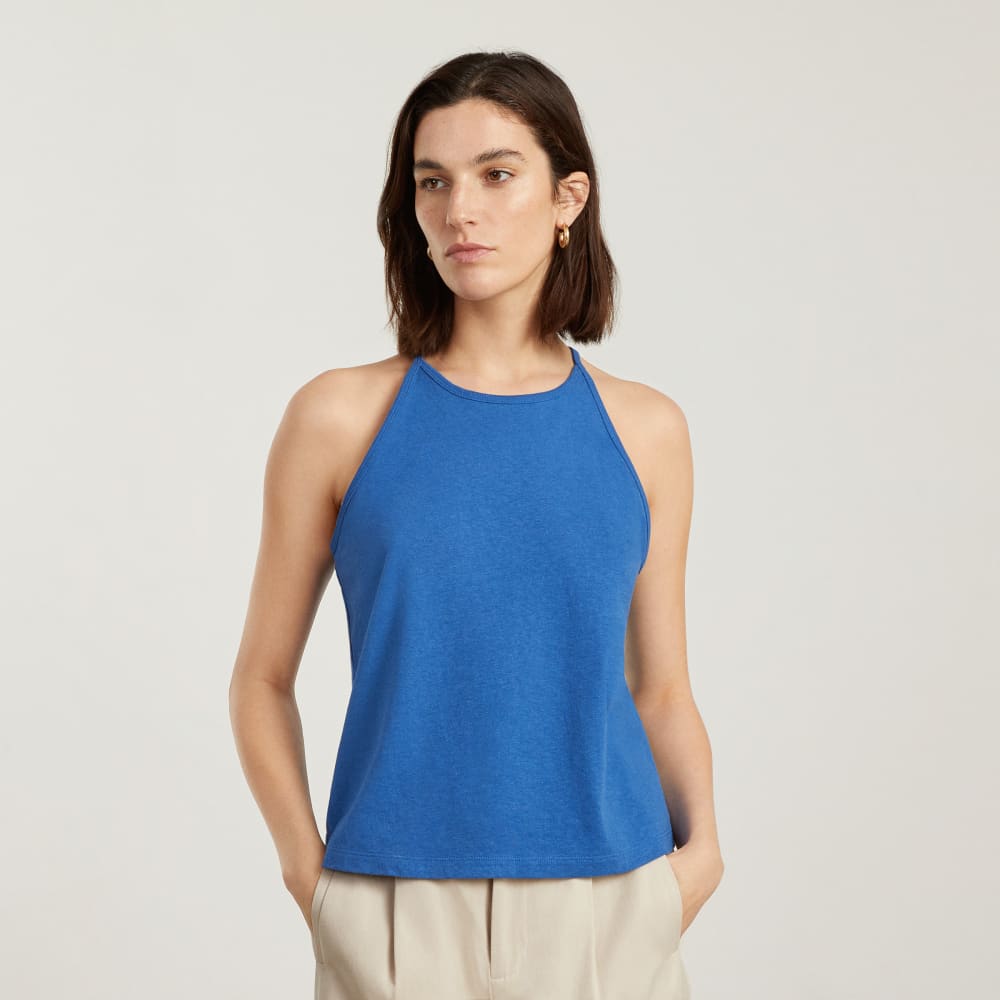 The Hemp Cutaway Tank in Deep Blue — alternate view