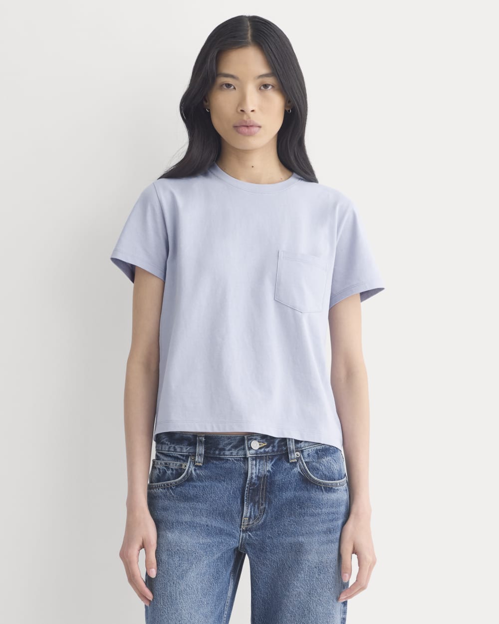 The Box-Cut Tee in Essential Cotton in Aleutian — front view