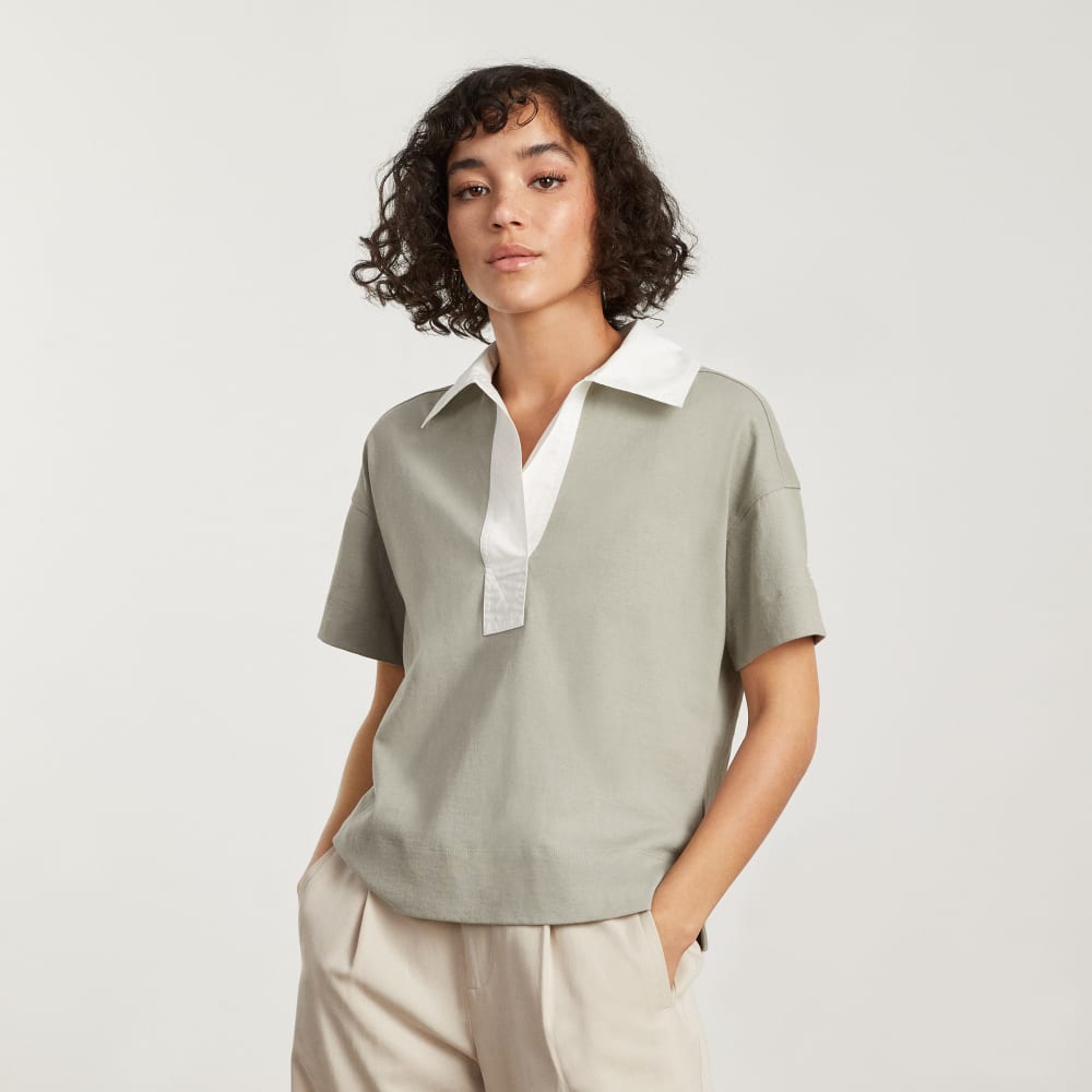 The Retro Jersey Polo in Smoke / Bone — alternate view