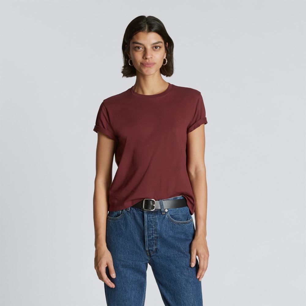 The Box-Cut Tee in Essential Cotton in Brandy — front view