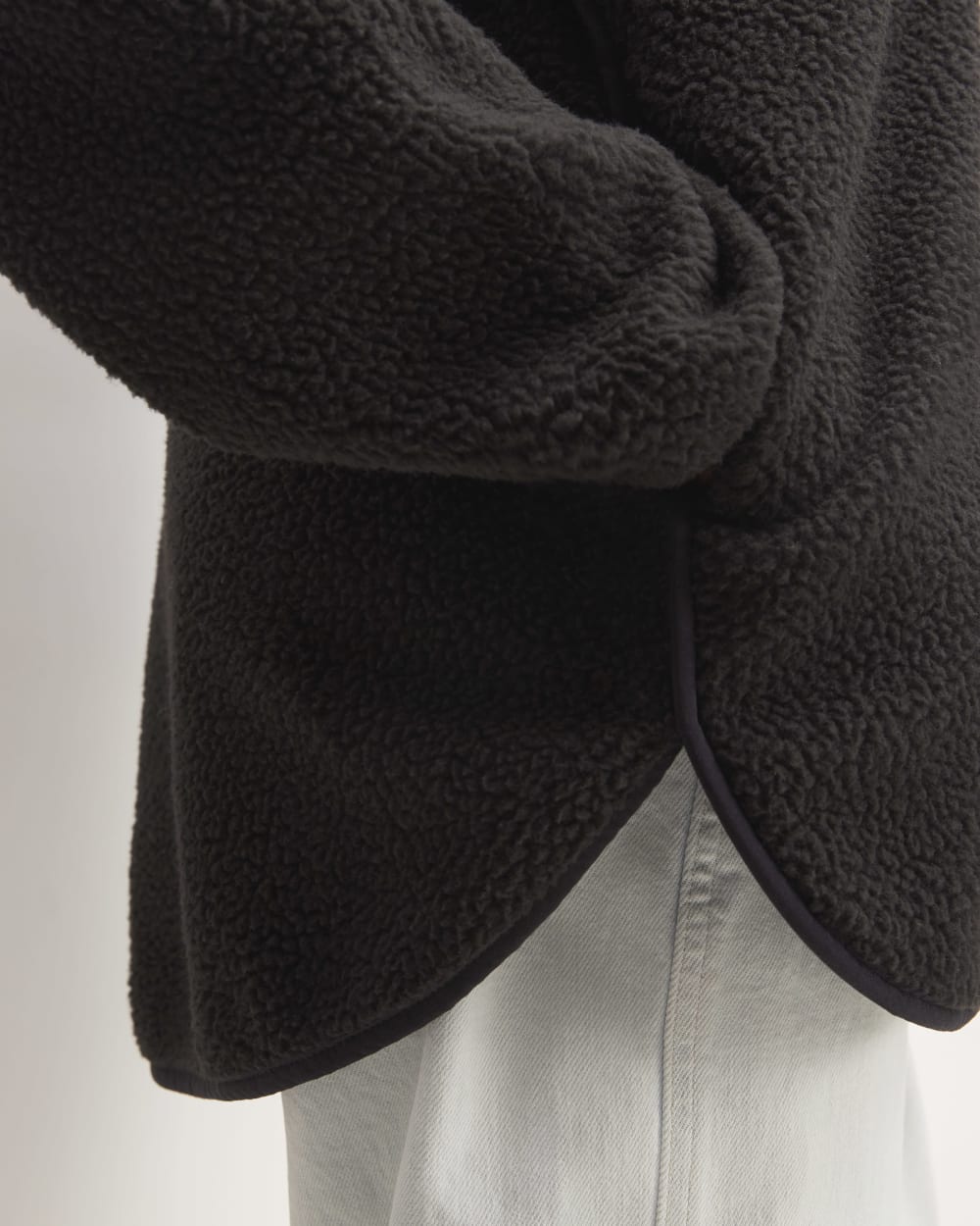 The ReNew Fleece Full-Zip Hoodie in Black — detail view