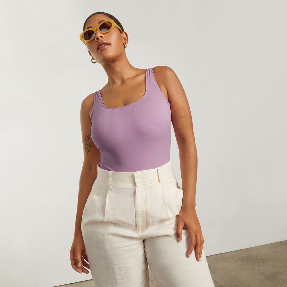 The Square-Neck One-Piece in Lilac — detail view